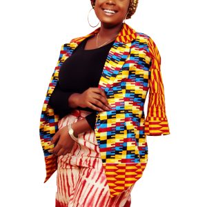 Folashade African Three Piece Set of Wide Leg Pant, Blazer and Head Wrap