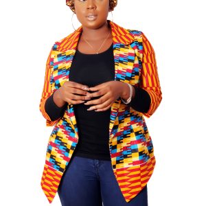 African Two Piece Set: Kente Jacket and Ankara Head wrap - Efua