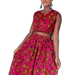 Zuri Matching Kitenge Set of Crop Top and Long African Skirt