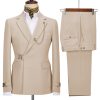 2 Pieces Metal Buckle Suit Coat Groom Wedding
