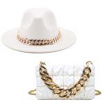 Two-piece Set of Glam and Luxurious Hats With Bag Chain  Bag